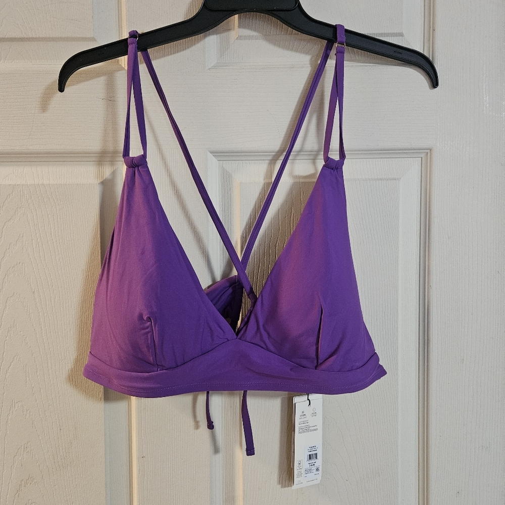 CALIA Double Strap Triangle Bikini Low Support Swim Top: PURPLE PUNCH: NWT: 2X